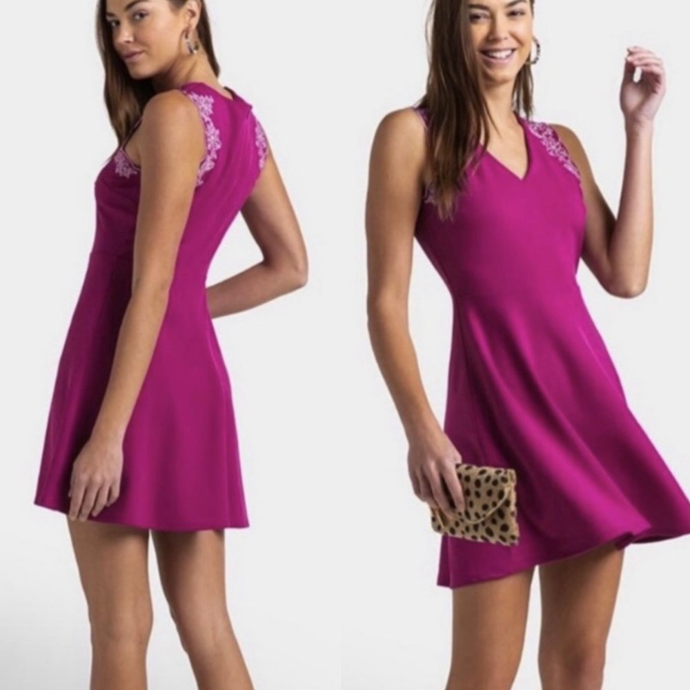 MI AMI Med Purple Scalloped Sleeveless Cocktail Mini Dress